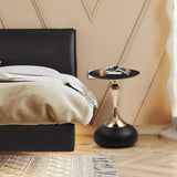 Small Black Round Side Table Pedestal for Small Spaces