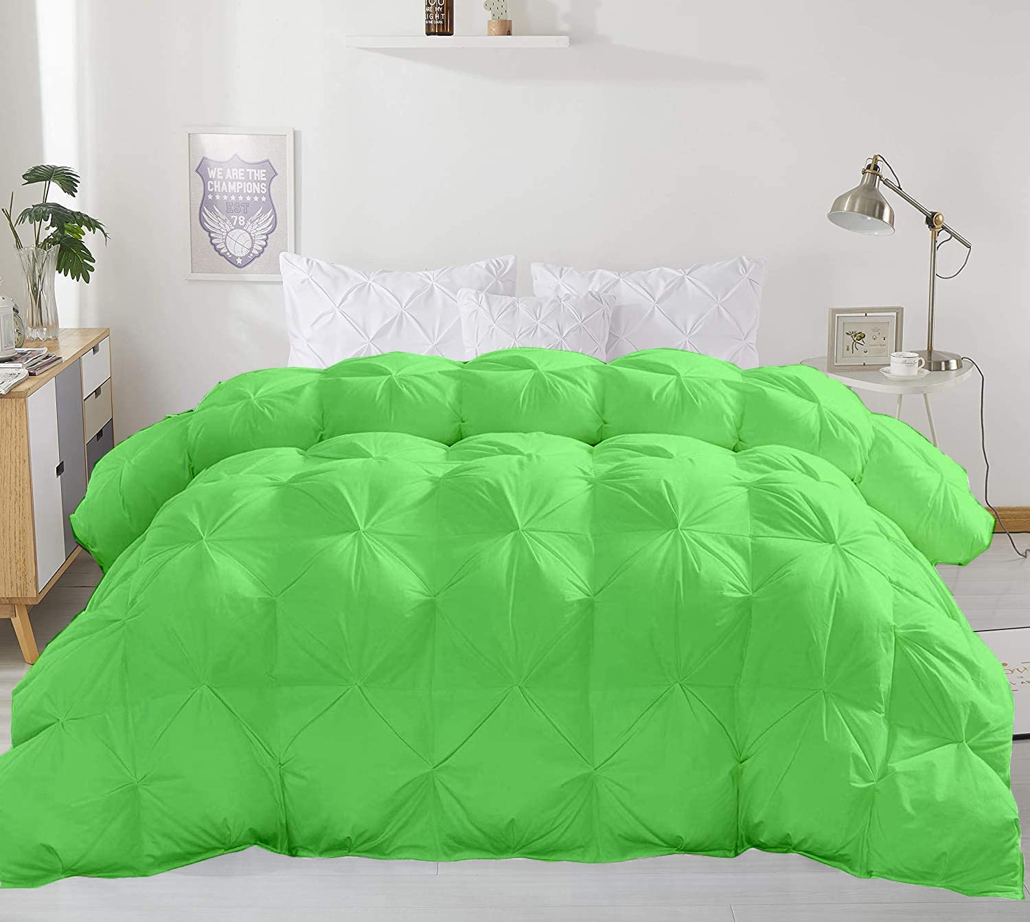 Sage Green All Season Down Pintuck Comforter- Twin XL Size 68 x 92 Inches 1 pc Pinch