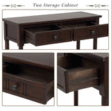 Sofa Table Antique Style Wooden Console Table with 2 Drawers and Bottom Shelf