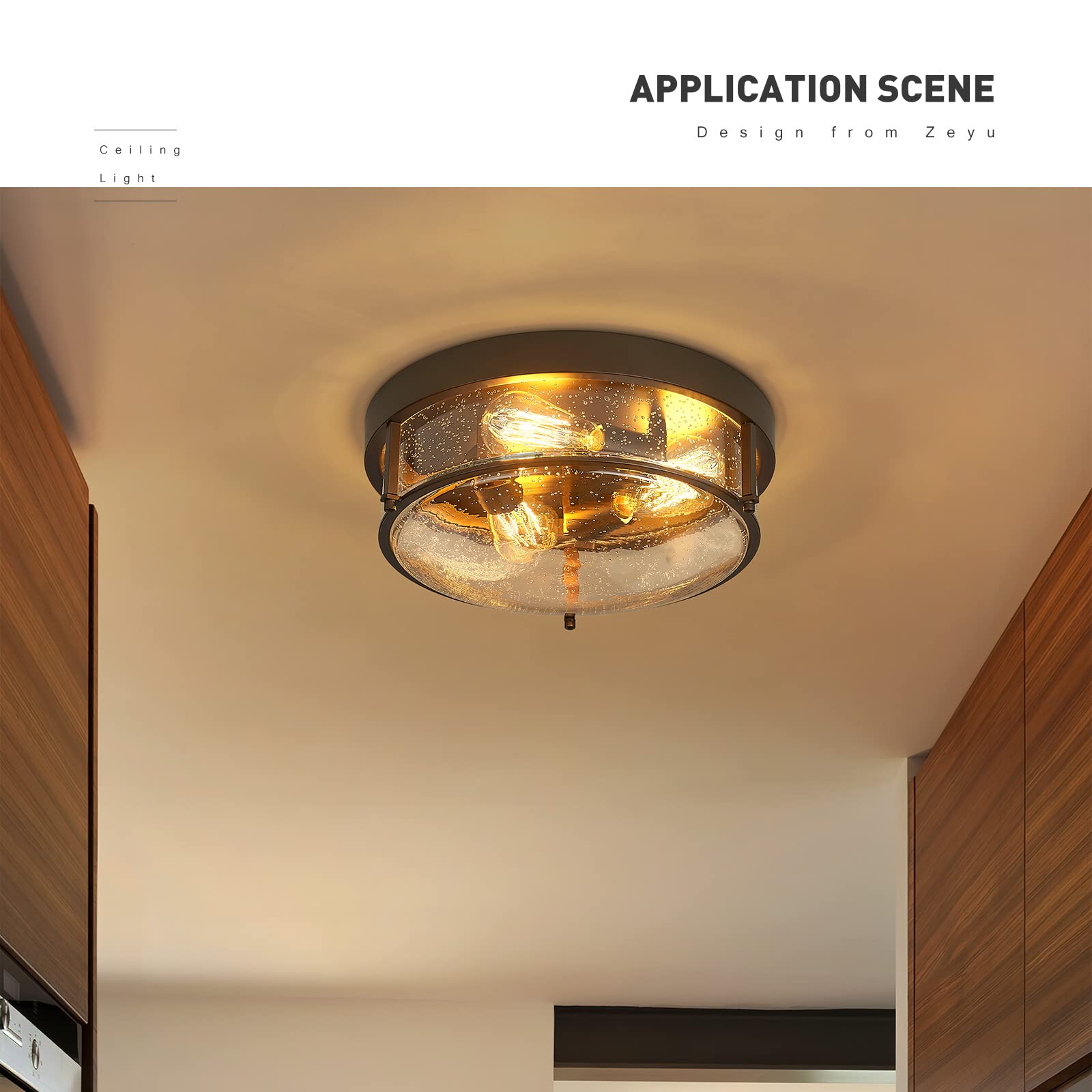 3-Light Flush Mount Ceiling Light - 15 Inch Farmhouse Style