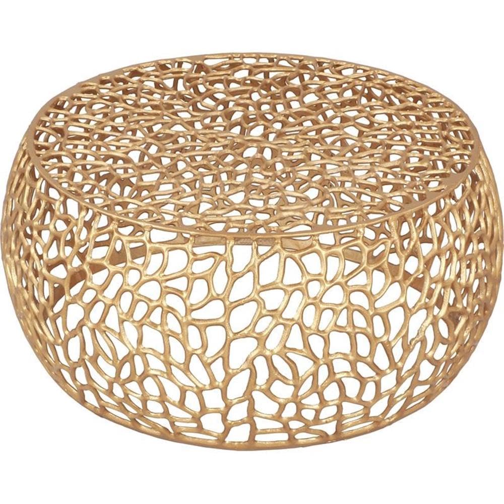 Scrollwork Modern Solid Aluminum Coffee Table in Rich Gold