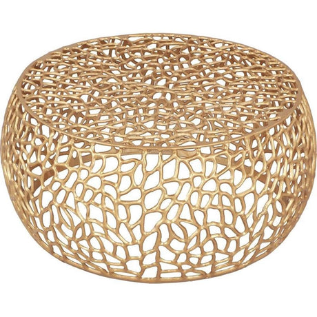 Scrollwork Modern Solid Aluminum Coffee Table in Rich Gold