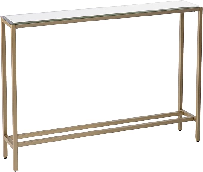Darrin Narrow Mirrored Top Console Table, 56", Metallic Gold