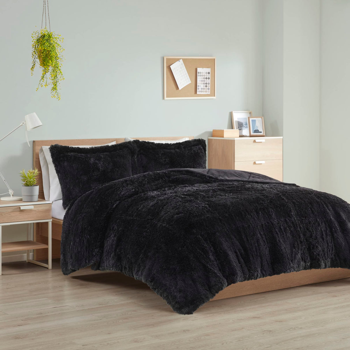 Malea Shaggy Comforter Set, Long Faux Fur Cozy Down Alternative, Modern Casual Ultra