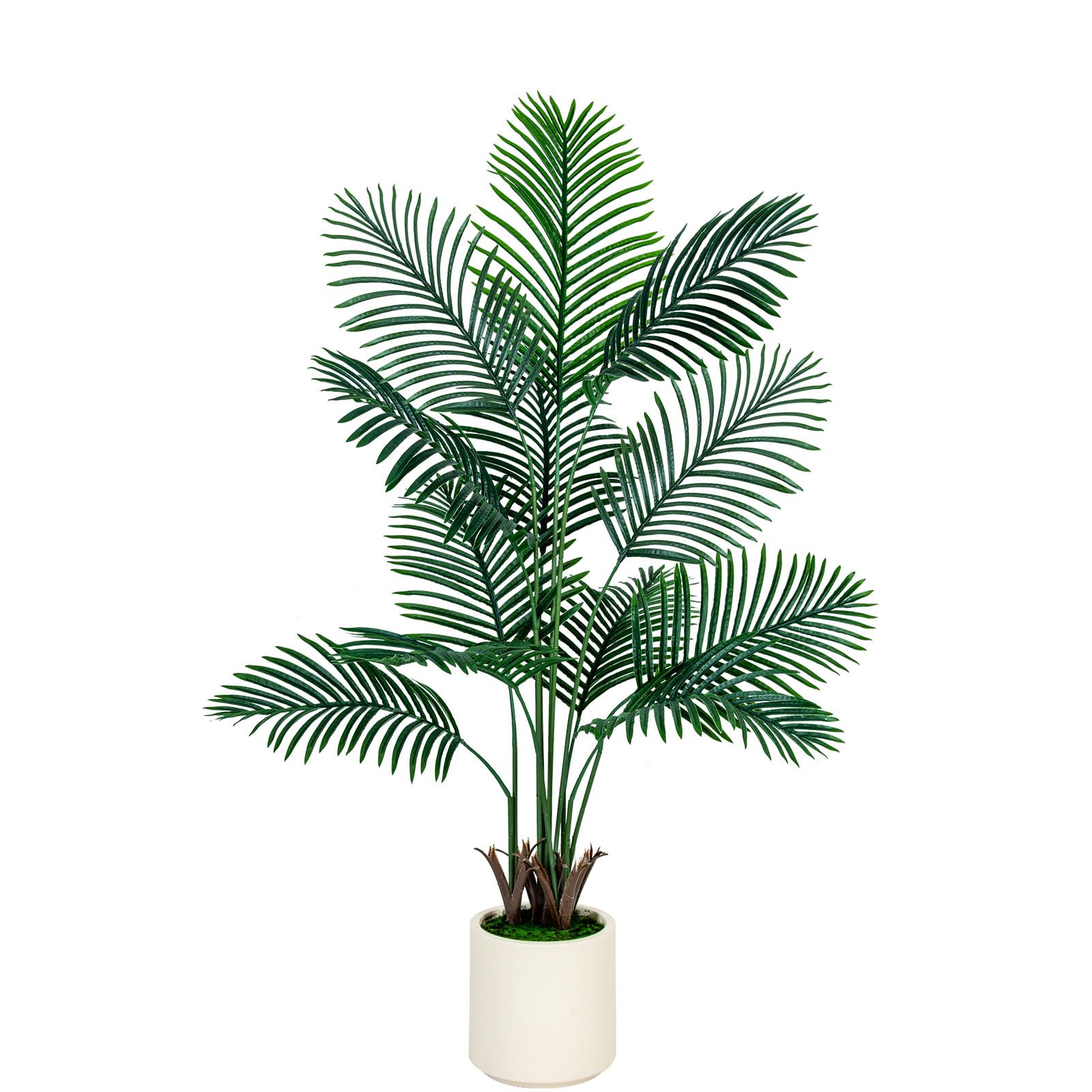 Areca Palm Trees Artificial Indoor, 5FT Tall Faux Palm Tree with White Planter