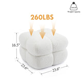 Couch Sherpa Pouf Chair 23.6" W Floor Pouf, White Fuzzy Square Ottoman