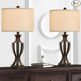 23.25'' Metal Table Lamp Set of 2 for Living Room, 3-Way Touch Control Black Iron Scroll