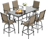 Patio Bar Set of 7 with 1 Heavy Duty Metal Slat Bar Table