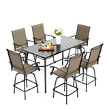 Patio Bar Set of 7 with 1 Heavy Duty Metal Slat Bar Table