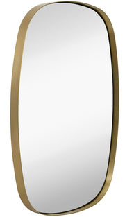 Large Gold Oval Mirror - Brushed Metal Frame with Rounded Corners - Contemporary Deep