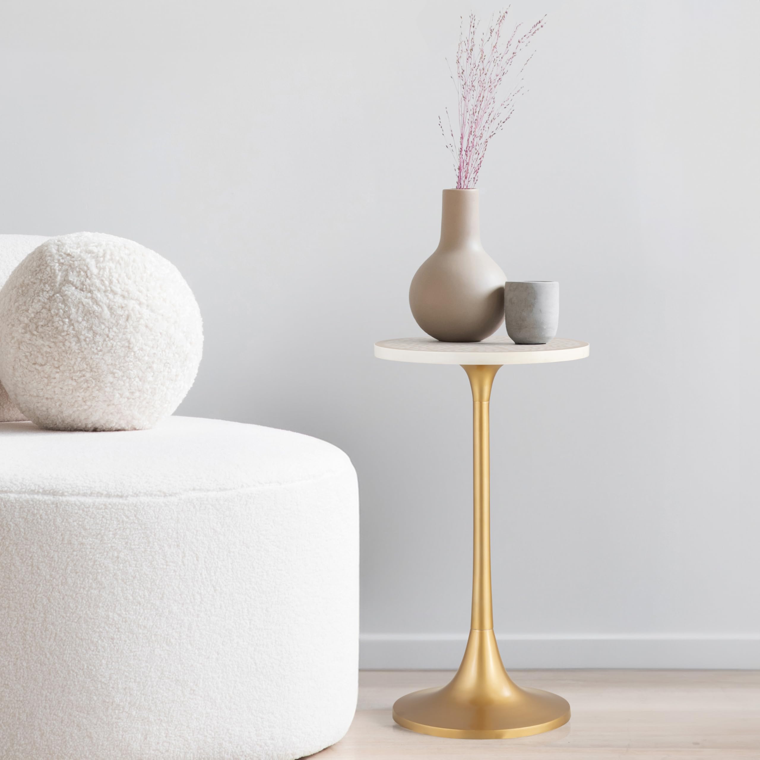 END1007A Nysha 25" Modern Bohemian Metal/Resin Inlay Top End Tablz