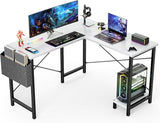 L Shaped Computer Desk Wood Corner PC Gaming Table with Side Storage Bag for Home