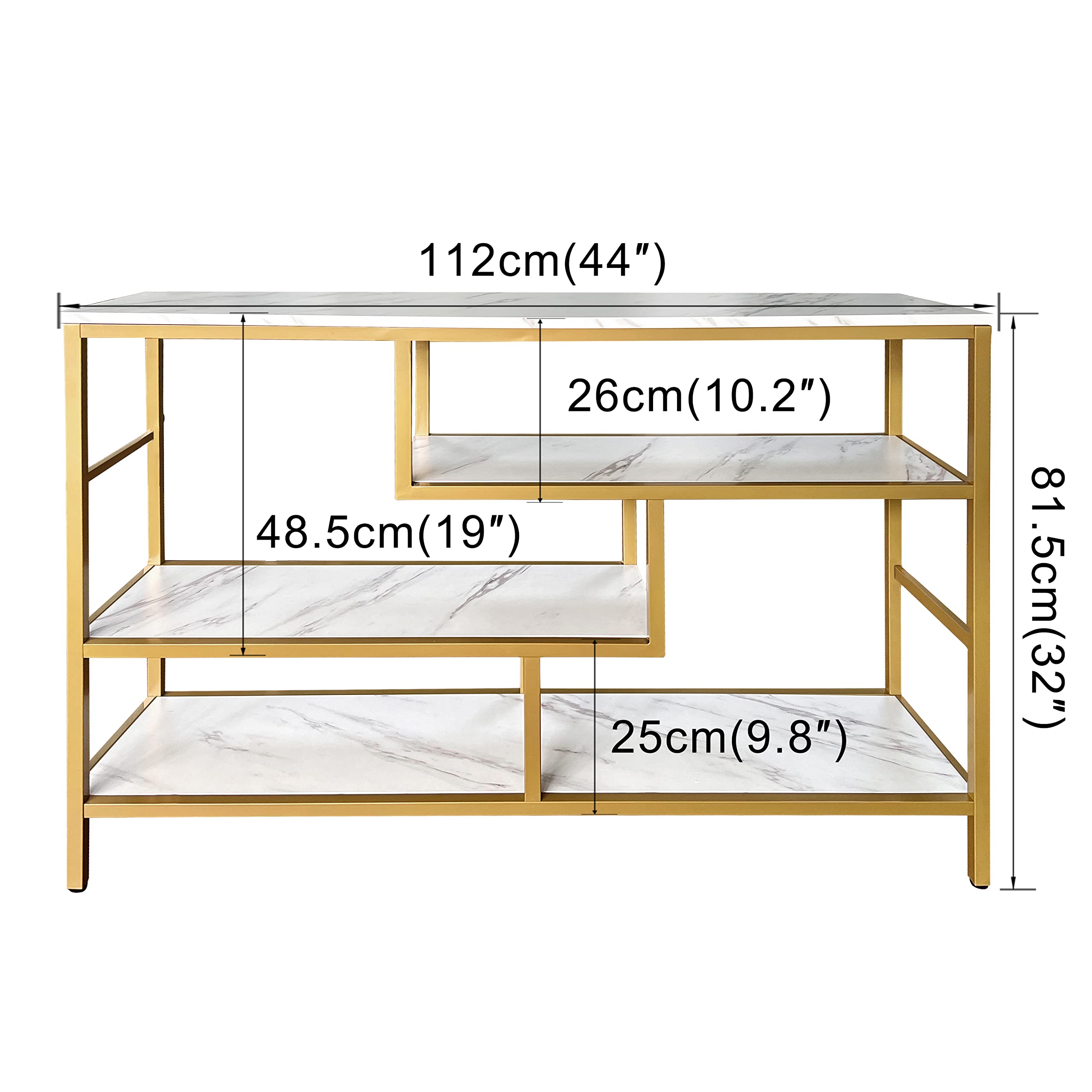 Console Table 4-Tier Storage Shelves Entryway Table Hallway
