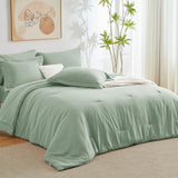 Queen Comforter Set Sage Green, 7 Pieces Bed in a Bag, Bedding Comforter Set