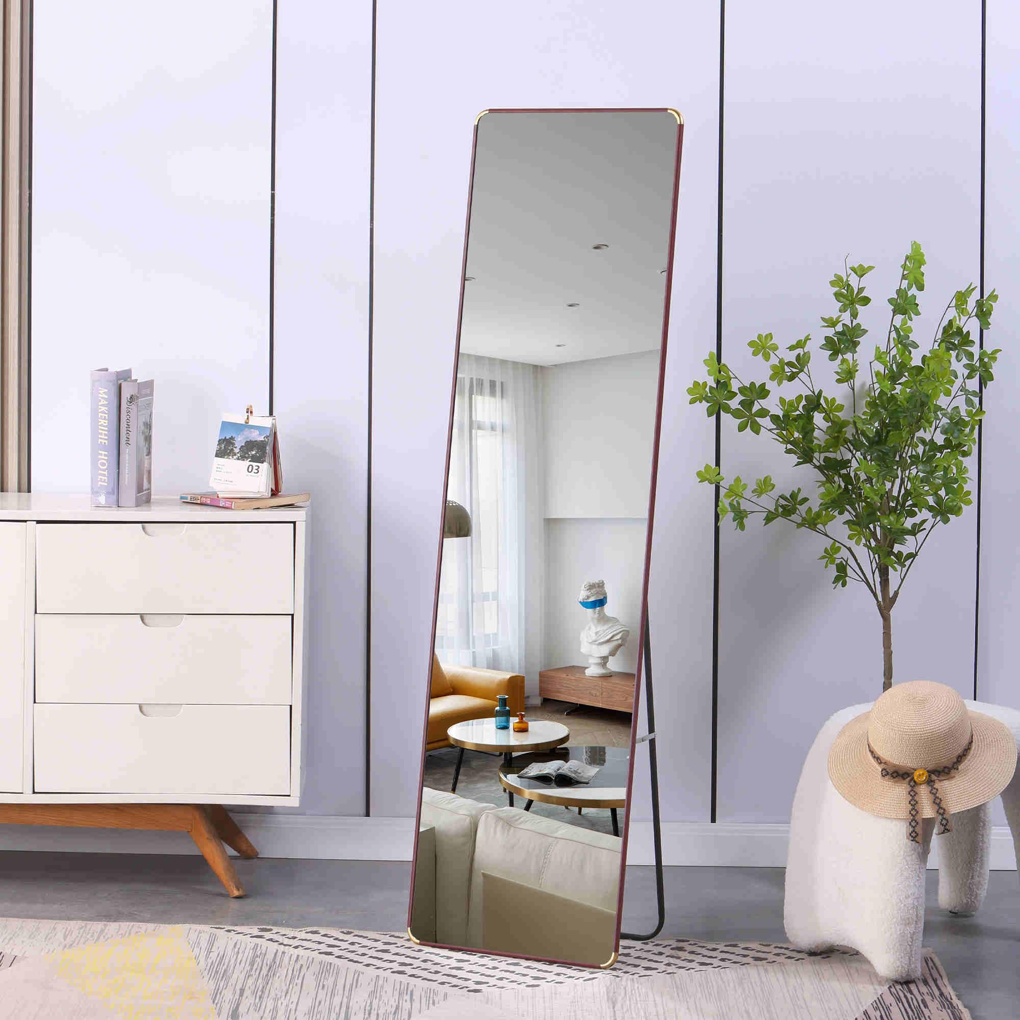 60 "* 16.5" Stylish Solid Wood Frame Freestanding Floor Mirror - Perfect for Wall