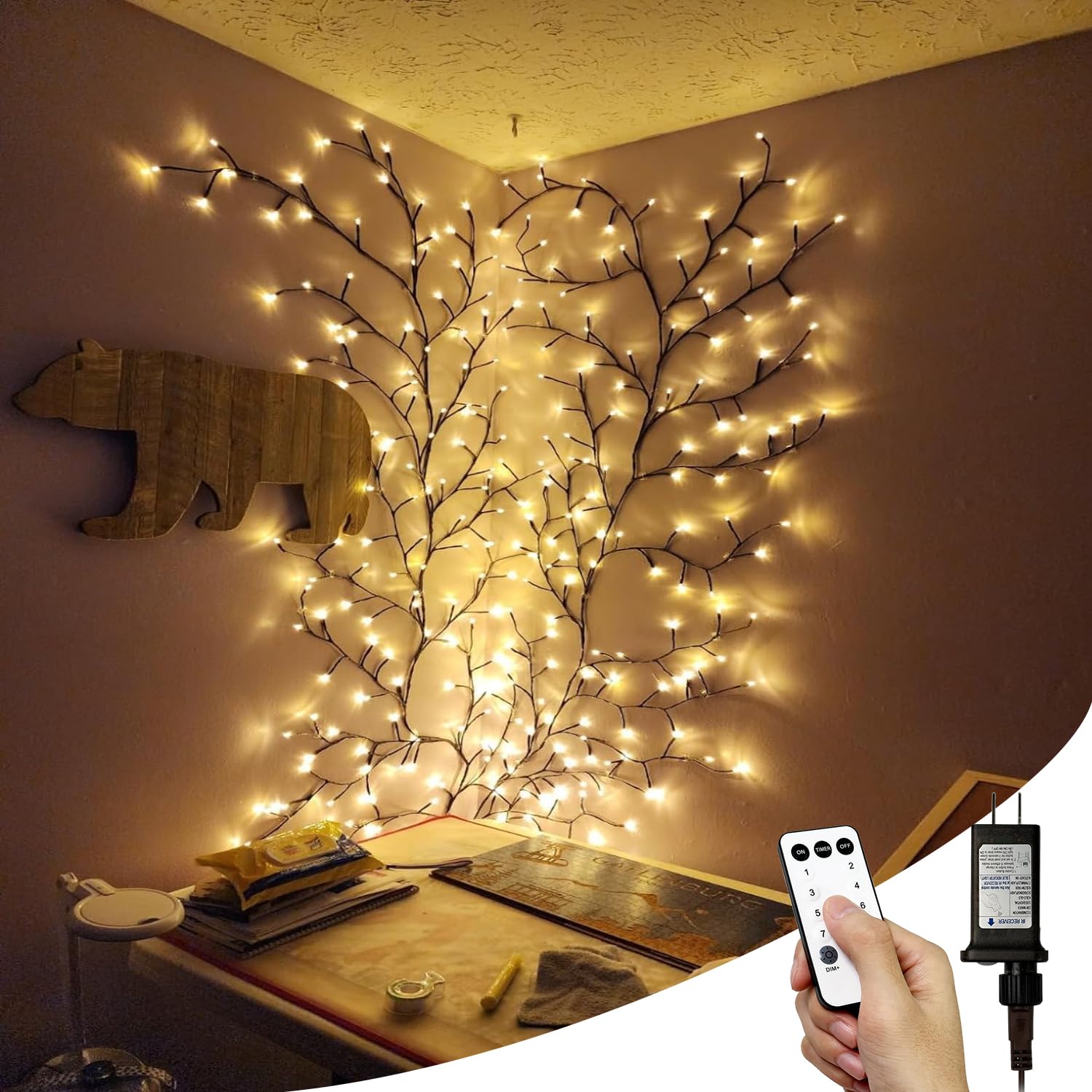 Enchanted Willow Vine Lights with Remote, Christmas Swags Decorations