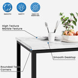 6-Piece Faux Marble Dining Table Set with Blue Velvet Chairs