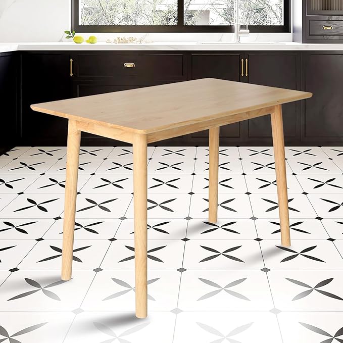 Dining Table Rectangular Modern Kitchen Table, 47" Solid Wood Dining Tables for Small