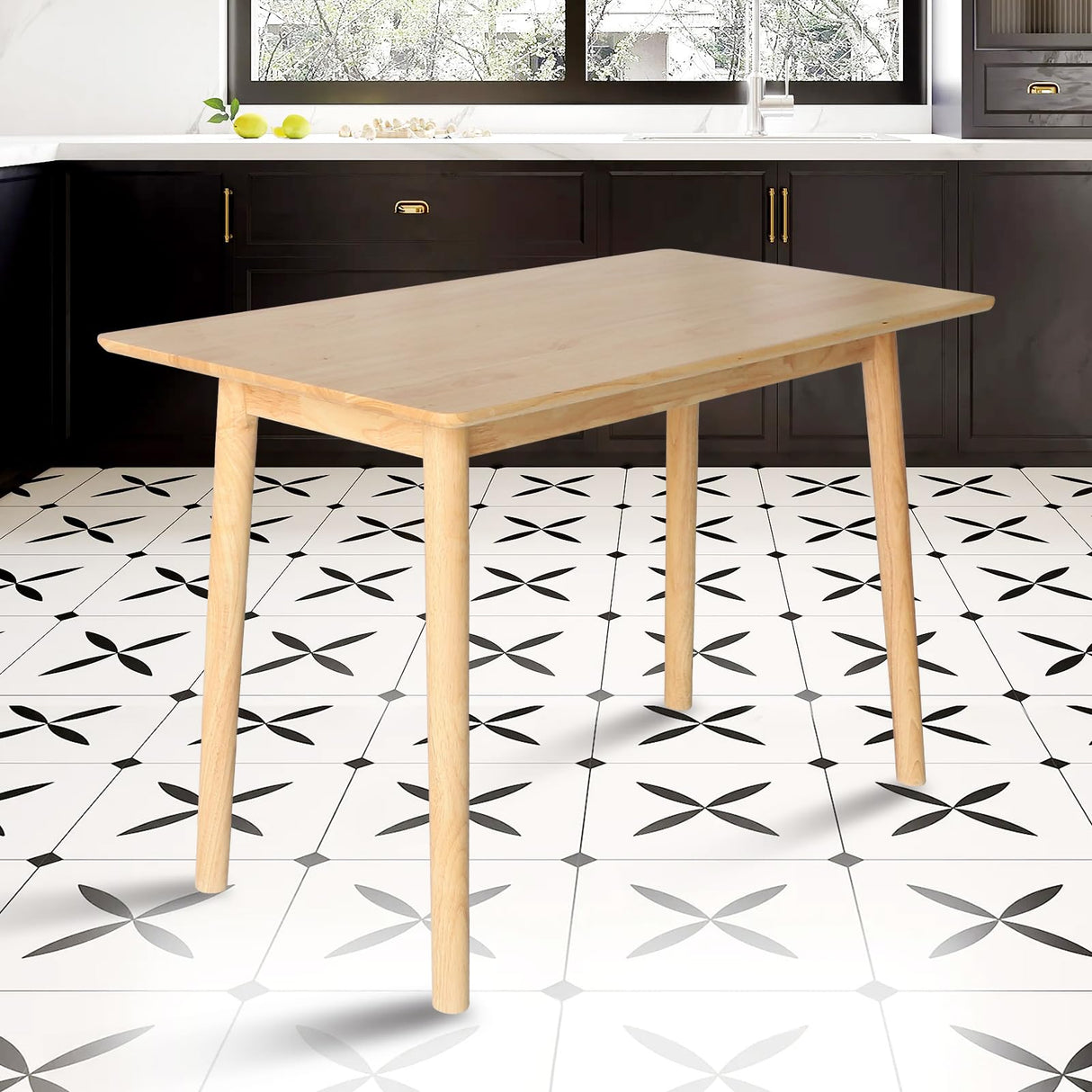Dining Table Rectangular Modern Kitchen Table, 47" Solid Wood Dining Tables for Small
