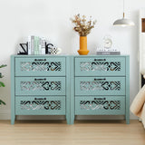 3 Drawers Dresser with Hollow Carving Decoration, Modern Chest of Drawers