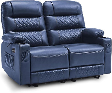 Loveseat Recliner with Console, Electric Reclining Loveseat with Heat and Vibration, Cup