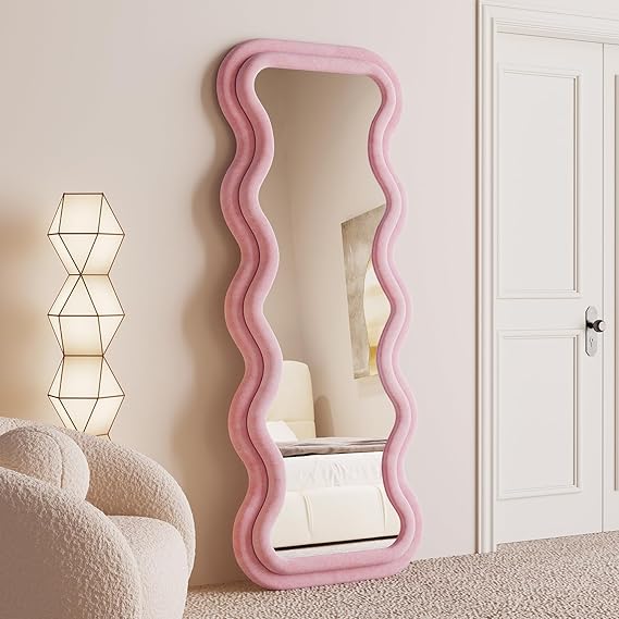 Full Length Wall Mirror 63" x 24" - Irregular Wavy Frame Floor Mirror