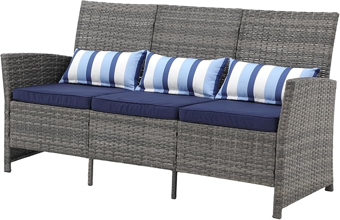 Outdoor Furniture 3 Seats Patio Couch, Outdoor Wicker Sofa