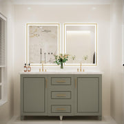 Bathroom Mirror,  Frontlit & Backlit Gold Framed Lighted Mirror