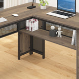 Large L Shaped Home Office Desk with Drawers, Rustic L-shaped Computer Desk