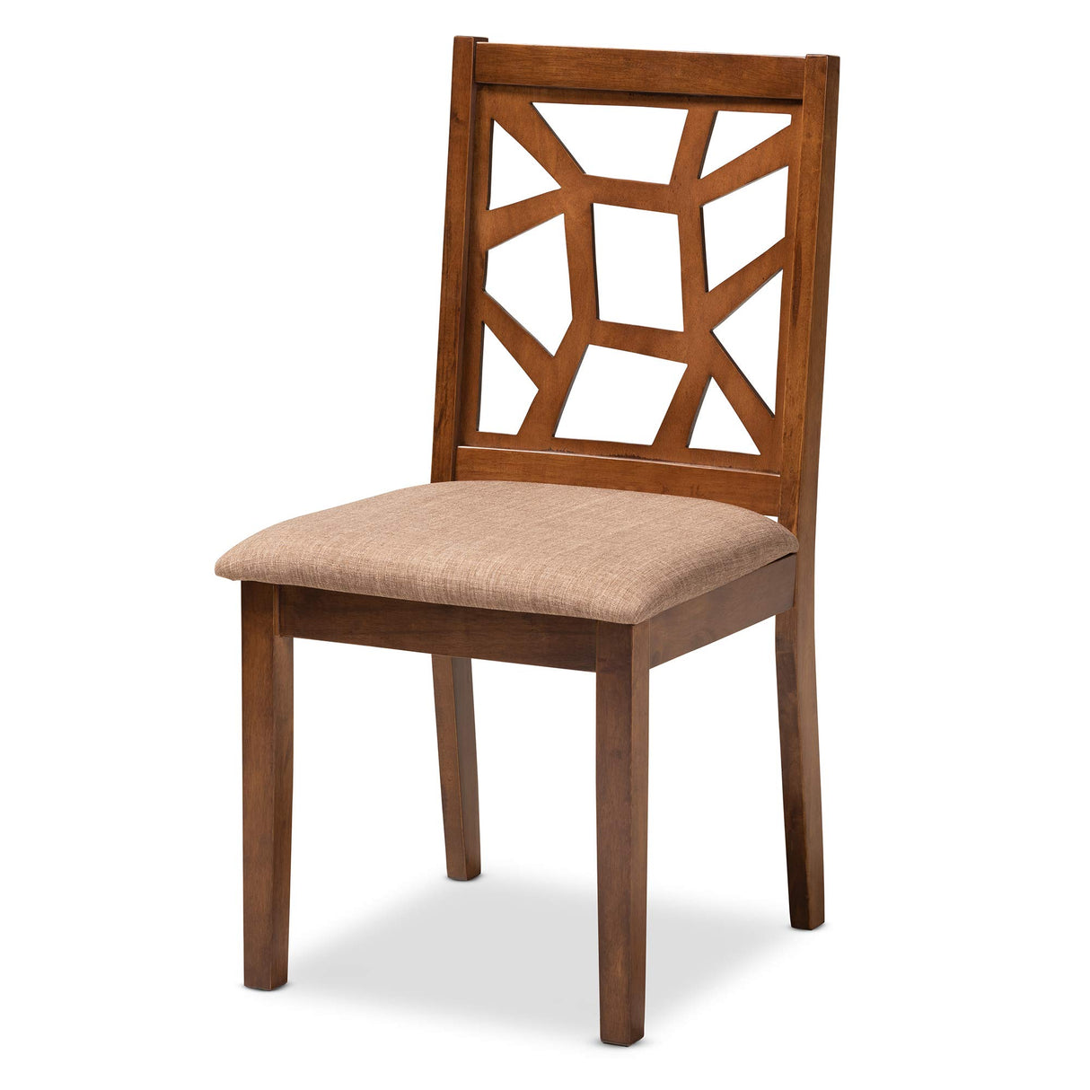 Abilene Dining Set Light Brown Fabric Upholstered and Walnut Brown Finished 5-Piece