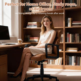 Brown Leather Office Chair with Wheels and Arms