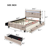 Bed with LED Frame Beige - Queen