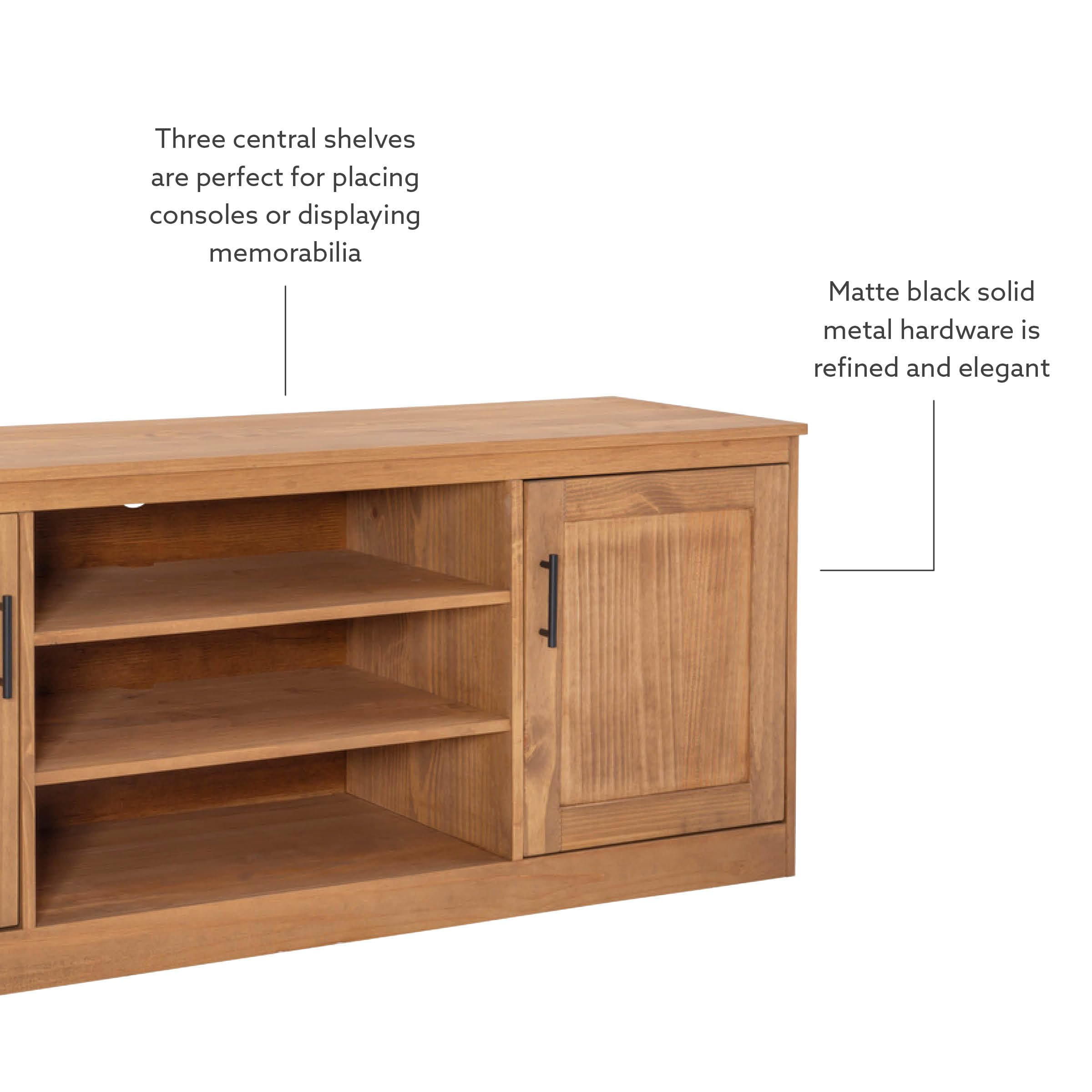 Natural Victor Solid Brazilian Pine Two Door TV Media Stand