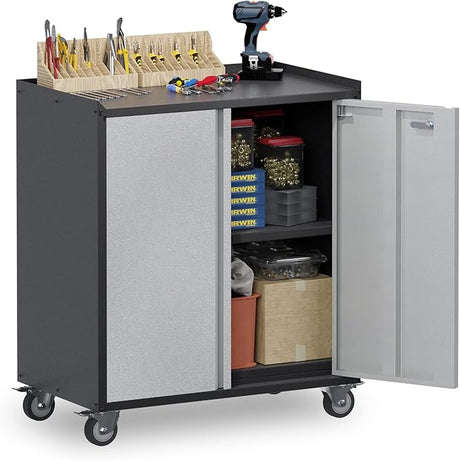 Metal Storage Cabinet with Wheels, Rolling Storage Cabinet