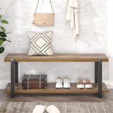 Entryway Bench, Industrial Shoe Storage Bench for Living Room Bedroom, Rustic Brown