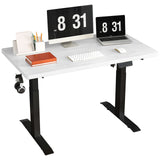 IYEE NATURE Electric Standing Desk Adjustable Height Desk, 40 x 24 Inches Stand up Desk, Ergonomic Design Home Office Desk, Sit Stand Desk with Splice Board/Black Frame/White Top