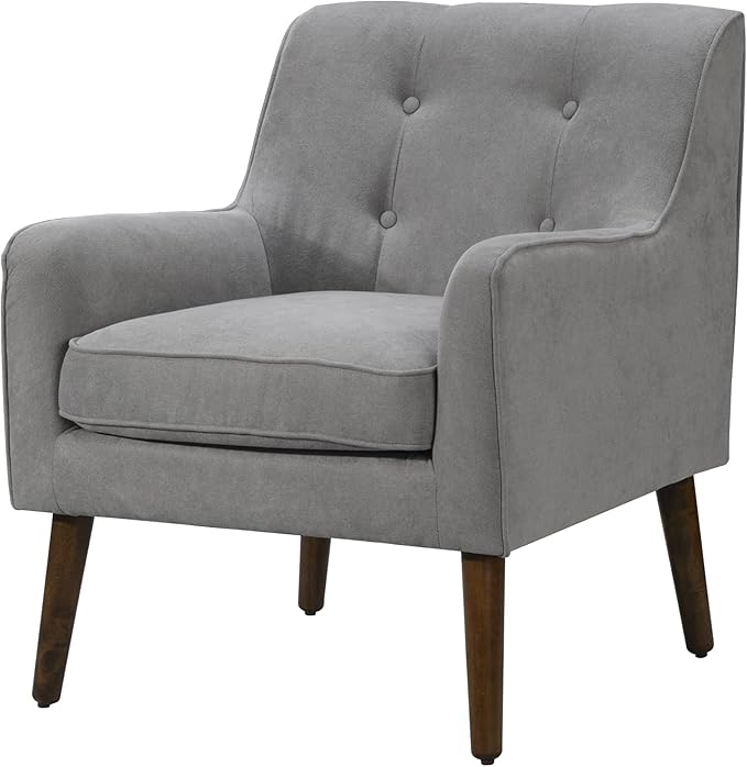 Ryder Mid Century Modern Steel Gray Woven Fabric Tufted Armchair