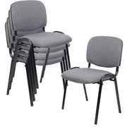 Set of 5 Pack Waiting Room Chairs Fabric Grey Stackable Chairs Metal Frame