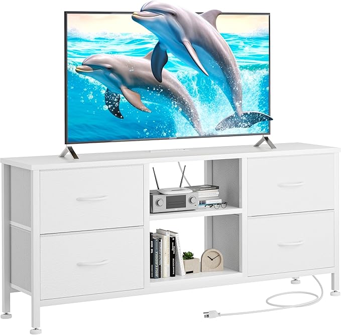 TV Stand Dresser for Bedroom, Entertainment Center with Power Outlet for 50" TV,