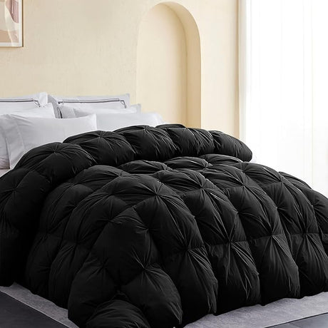 All-Season 75% Down Comforter King Size, Fluffy Duvet Insert with 8 Corner Tabs, Down