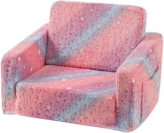 Kids Sofa Couch Fold Out, Baby Toddler Comfy Soft Chair for Boys Girls