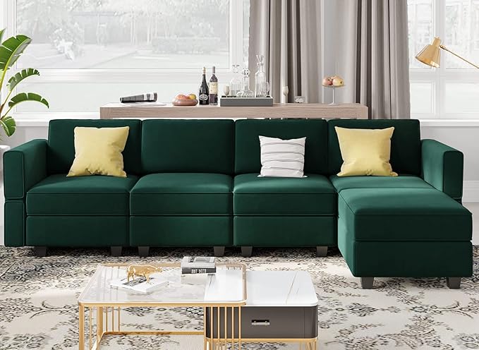 Modular Sectional Sofa Oversized U Shaped Sectional Couch with Reversible Chaise Velvet