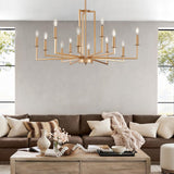 Modern Gold Farmhouse Chandelier, 12-Light Candle Dining Room Farmhouse Chandeliers,