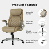 Ergonomic Office Chair Premium Microfiber Leather Adjustable Lumbar Support, Home