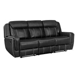 Double Recliner Sofa, Faux Leather Reclining Sofa With Center Drop-Down Cup Holders,