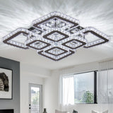 20”Crystal Chandelier Square Led Crystal Flush Mount Ceiling Light 8 Lights Modern