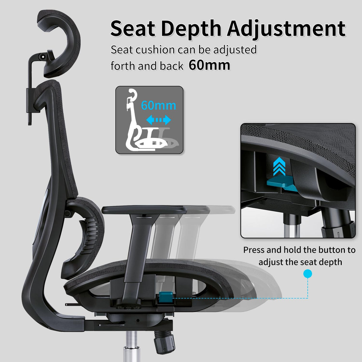 Ergonomic Office Chair with 3D Armrest, Big and Tall Computer Desk Chair