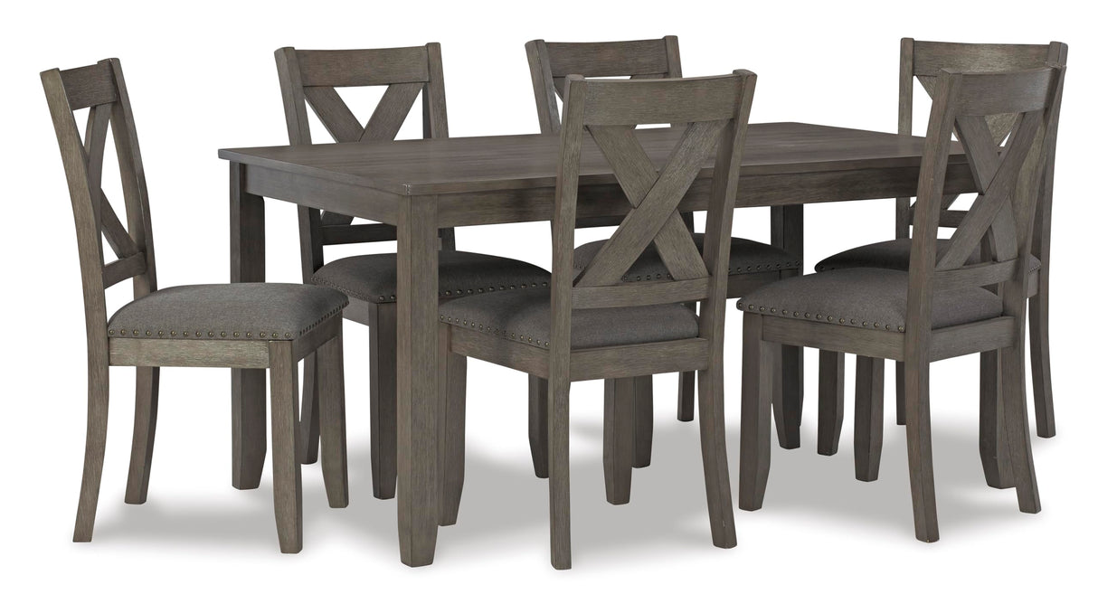 Caitbrook Rustic 7 Piece Dining Set, Include Table and 6 Chairs, Gray