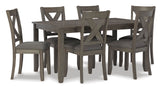 Caitbrook Rustic 7 Piece Dining Set, Include Table and 6 Chairs, Gray