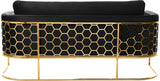 692Black-S Casa Collection Velvet Upholstered Sofa with Gold Iron Metal Design